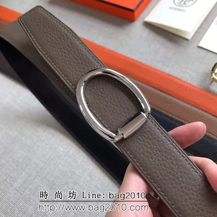 愛馬仕HERMES REVERSIBLE LEATHER STRA 官網同步 原版皮高端男士皮帶 HHG1557